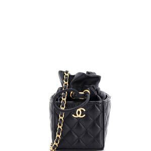 Chanel Mini Drawstring Square Bucket Bag Quilted Calfskin